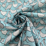 Poplin Print Chicken Turquoise Cotton Floral Dress Fabrics Cud