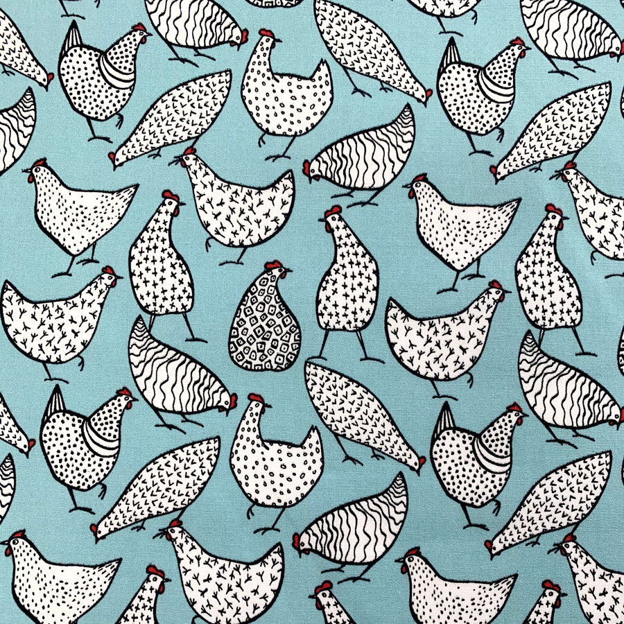 Poplin Print Chicken Turquoise Cotton Floral Dress Fabrics S