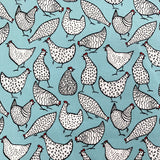 Poplin Print Chicken Turquoise Cotton Floral Dress Fabrics S