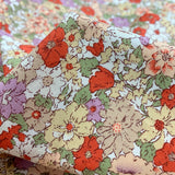 Poplin Print Country Garden Coral Cotton Floral Dress Fabric Cu