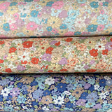 Poplin Print Country Garden Pink Coral Navy Cotton Floral Dress Fabric Group