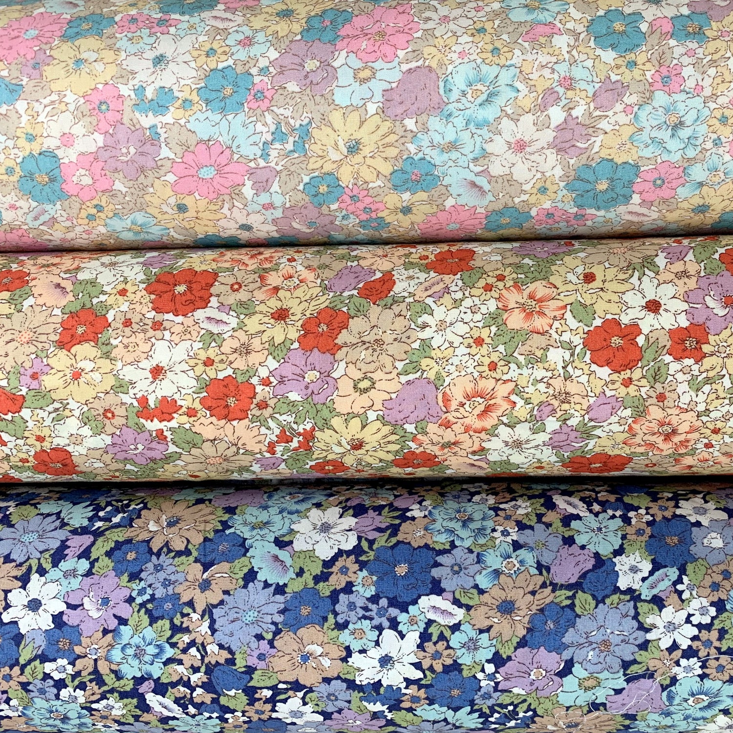 Poplin Print Country Garden Pink Coral Navy Cotton Floral Dress Fabric Group F063A28A Fef4 43C3 A128 A05404741A82