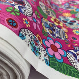 Poplin Print D A De Muertos Cerise Fabric Roll