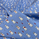 Poplin Print Formal Feline Denim Cotton Poplin Fabric Cu