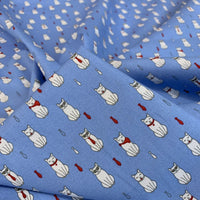 Poplin Print - Formal Feline - Denim