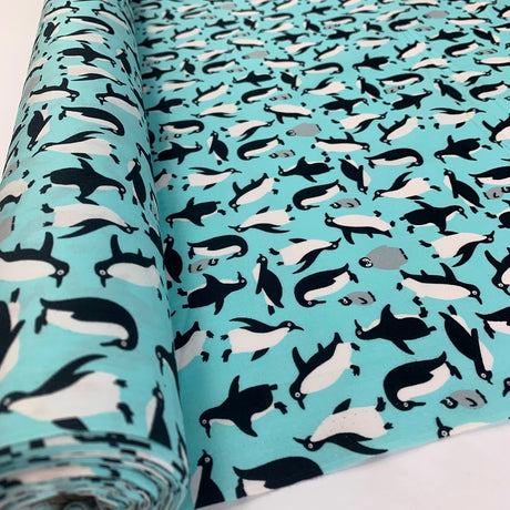 Poplin Print Happy Feet Turquoise S