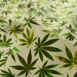 Poplin Print Hemp Green Cannabis Leaf Dress Fabric Cu