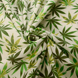 Poplin Print Hemp Green Cannabis Leaf Dress Fabric Cud