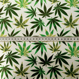 Poplin Print Hemp Green Cannabis Leaf Dress Fabric S