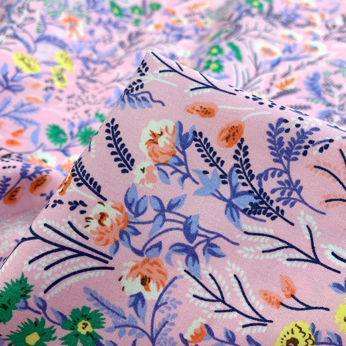 Poplin Print La Belle Cotton Floral Pink Dress Fabric Cu