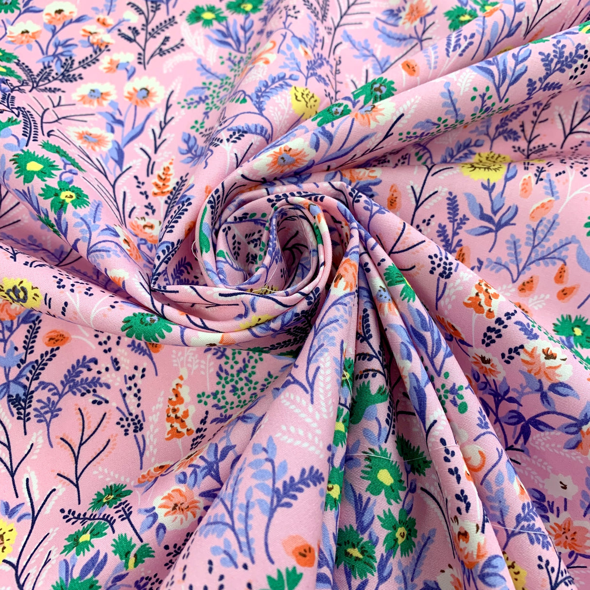 Poplin Print La Belle Cotton Floral Pink Dress Fabric Cud