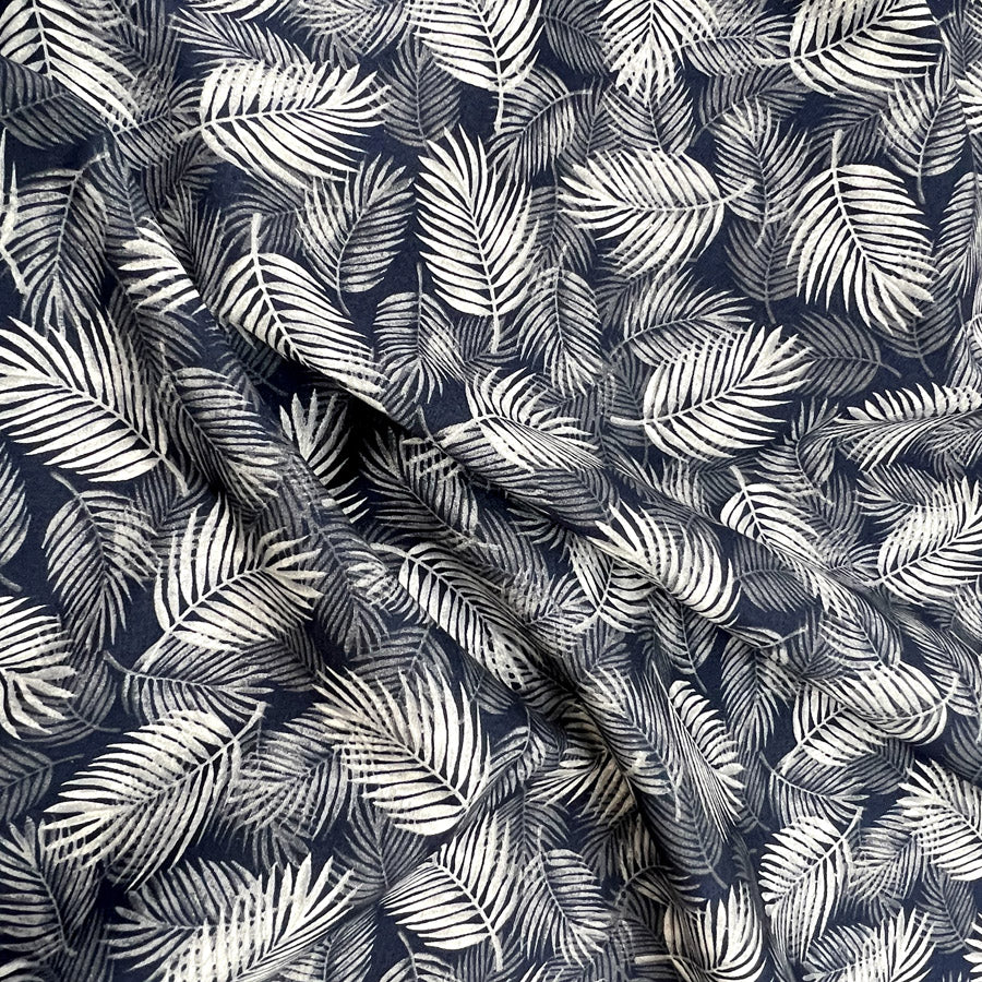 Poplin Print Maui Navy Cotton Dress Fabrics Cud