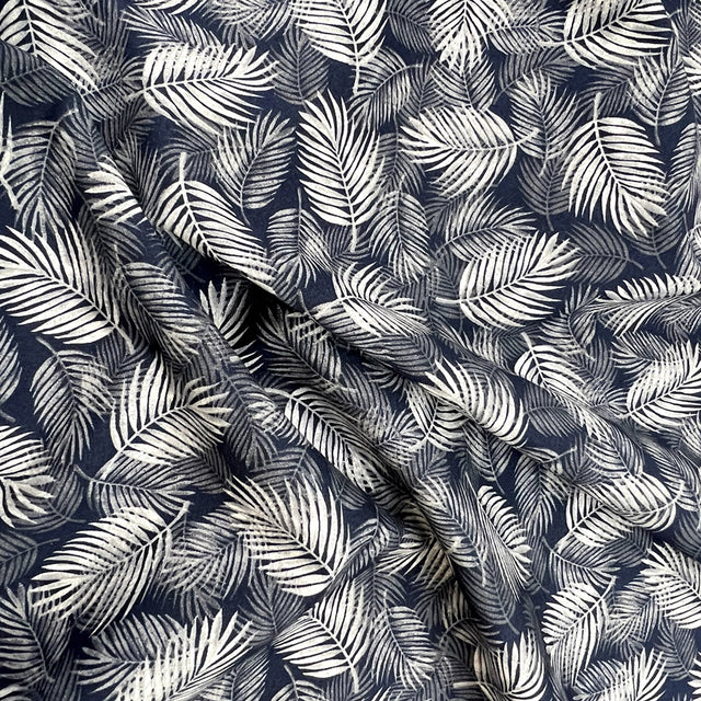 Poplin Print Maui Navy Cotton Dress Fabrics Cud