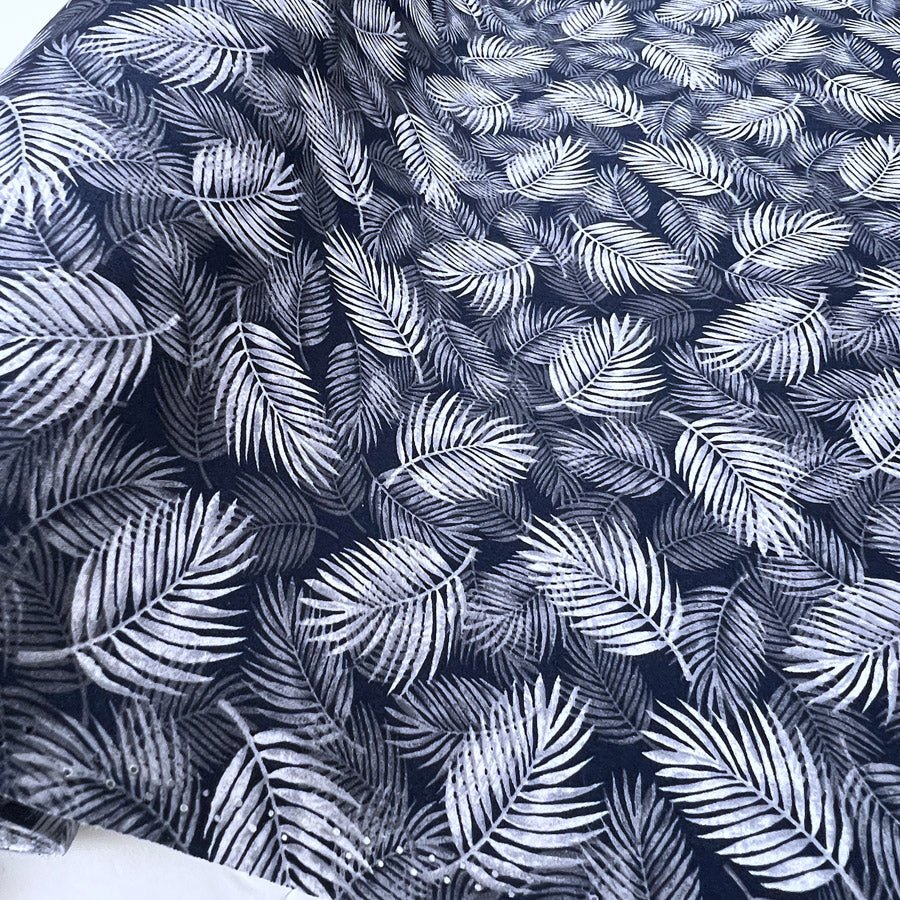 Poplin Print Maui Navy Cotton Dress Fabrics Roll1