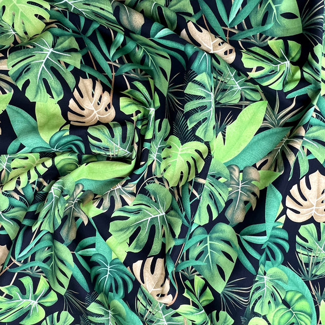 Poplin Print Molokai Black Cotton Dress Fabrics Cu