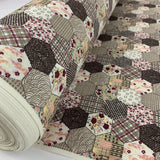 Poplin Print Patchwork Brown Hexaon Floral Patchwork Design Roll