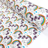 Poplin Print Rainbow Bright White Unicorns White Cotton Poplin Dress Craft Fabric Fabric Photo