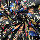 Poplin Print Skeletons Black Cotton Dress Fabric Cud