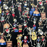 Poplin Print Skeletons Black Cotton Dress Fabric S