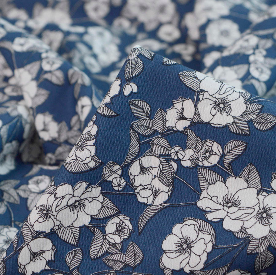 Poplin Print Tallulah Cotton Floral Black Dress Fabric Cu