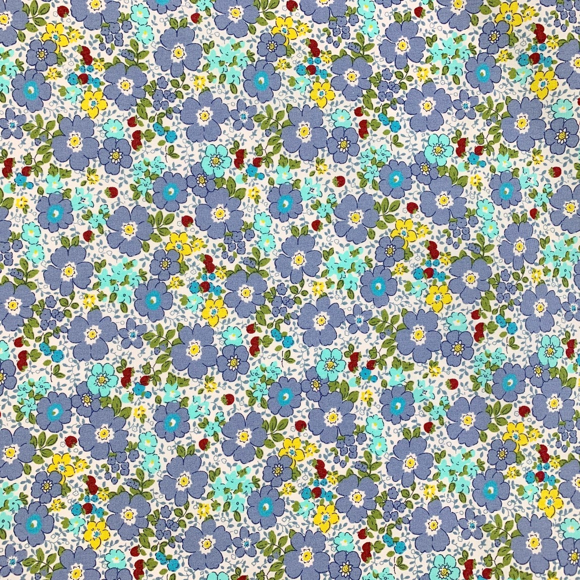 Poplin Prints Aston Blue Close Up