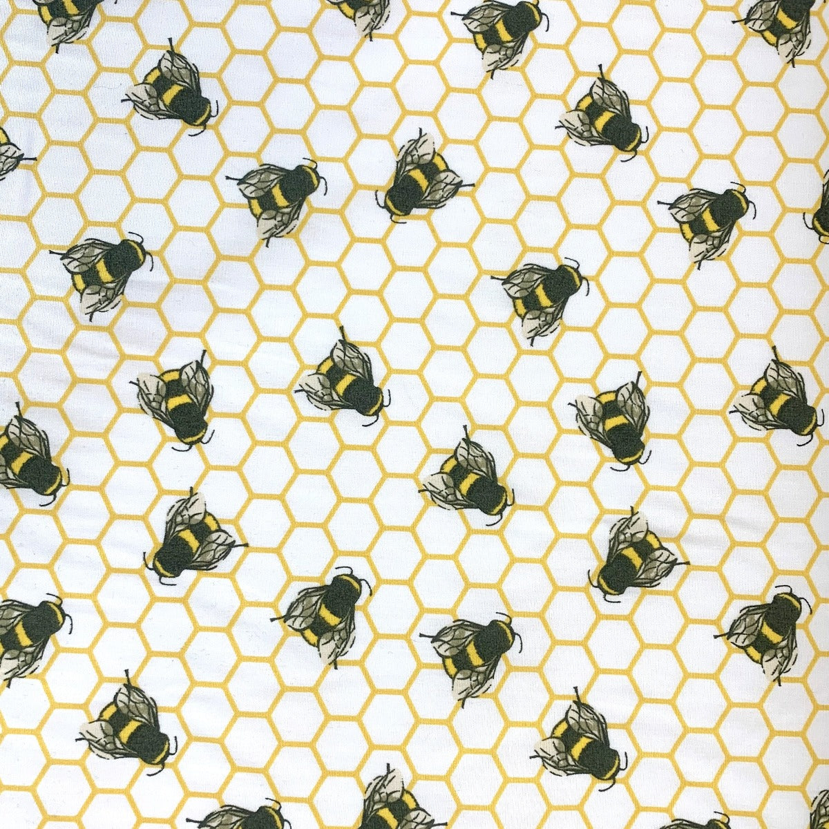 Poplin Prints Bee Hive White Pattern