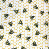 Poplin Prints Bee Hive White Pattern