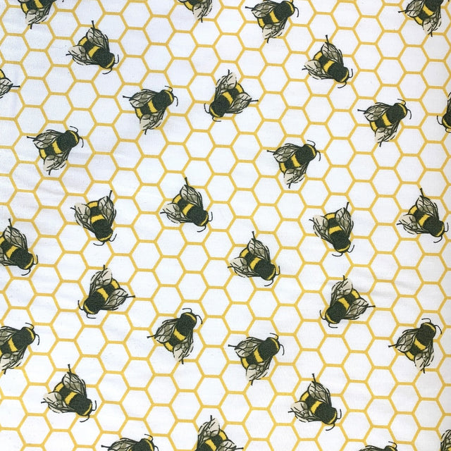 Poplin Prints Bee Hive White Pattern