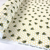 Poplin Prints Bee Hive White Roll