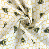 Poplin Prints Bee Hive White Swirl