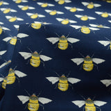 Poplin Prints Bumble Navy Bumble Bee Print Cotton Cu