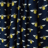 Poplin Prints Bumble Navy Bumble Bee Print Cotton D