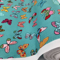 Poplin Print - Butterflies - Aqua