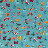 Poplin Prints Butterflies Aqua Pattern