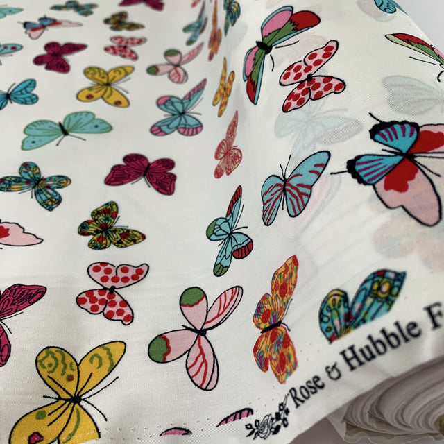 Poplin Prints Butterflies Ivory Fabric Roll