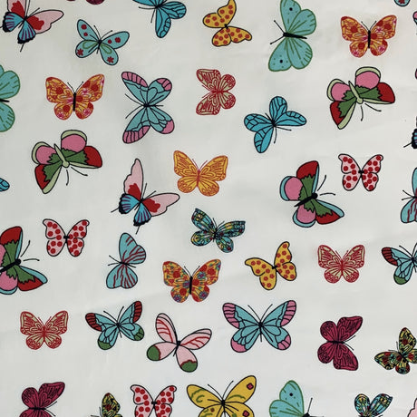 Poplin Prints Butterflies Ivory Pattern