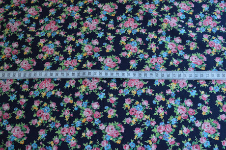 Poplin Prints Celine Navy Floral Cotton S