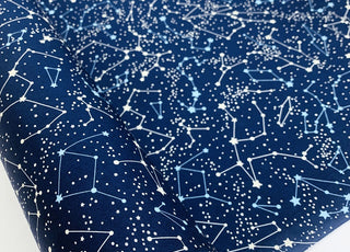 Poplin Prints Constellations Star Constellations Navy Cotton Poplin Printed Farbric Fabric Photo