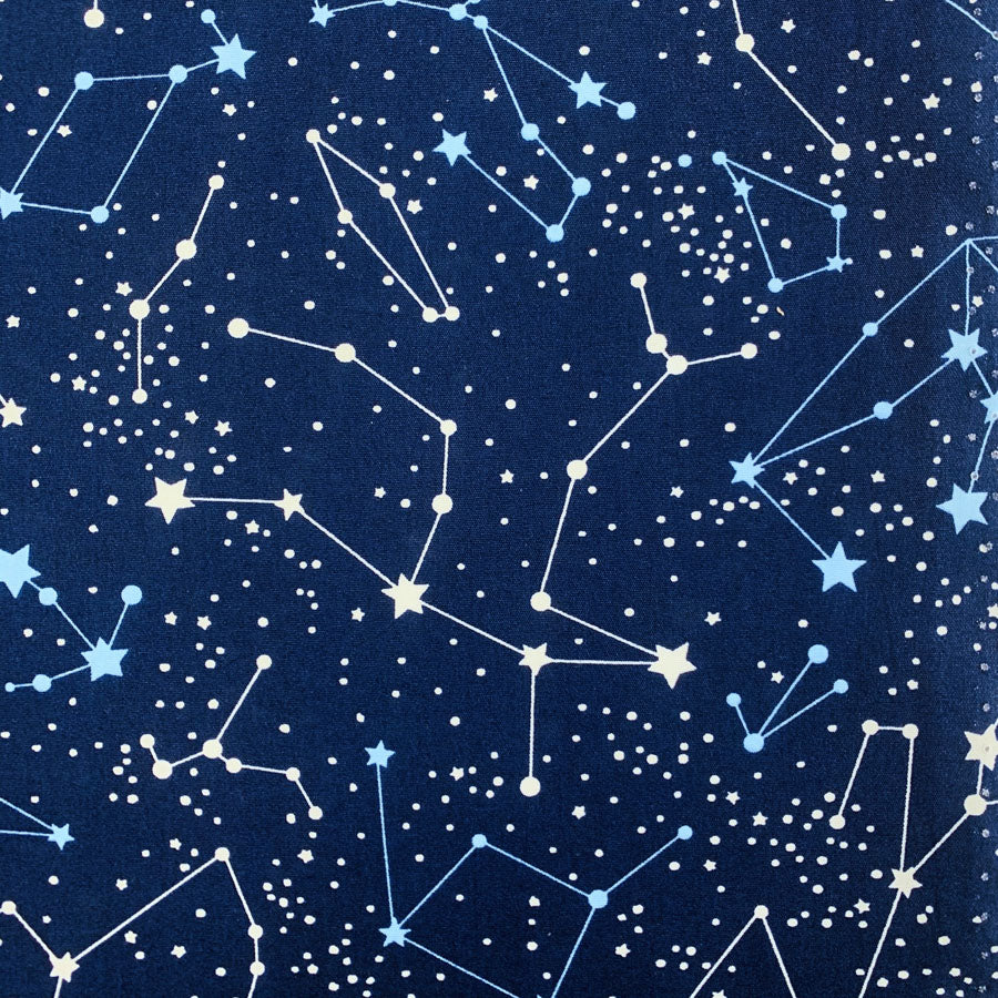 Poplin Prints Constellations Star Constellations Navy Cotton Poplin Printed Farbric Pattern Fabric Photo