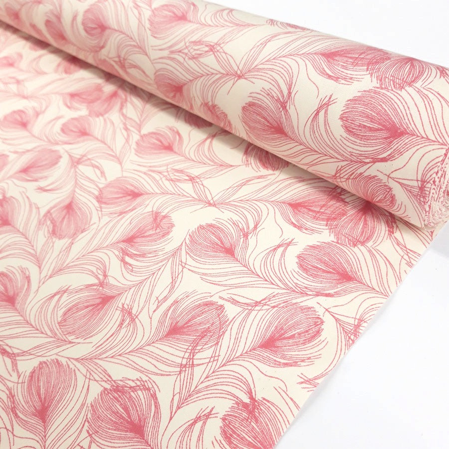 Poplin Prints Feathers Ivory Cotton Poplin Printed Farbric Fabric Photo 2