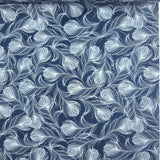 Poplin Prints Feathers Navy Cotton Poplin Printed Farbric Pattern Fabric Photo