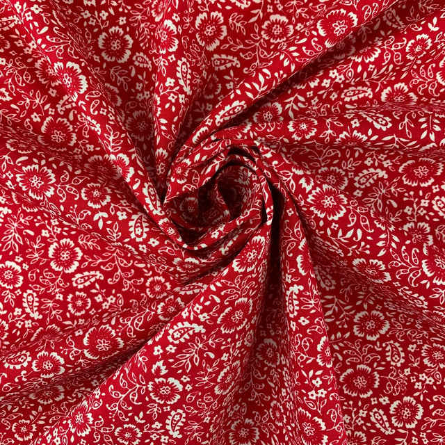 Poplin Prints Folk Crimson Swirl