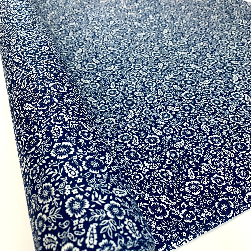 Poplin Prints Folk Navy S