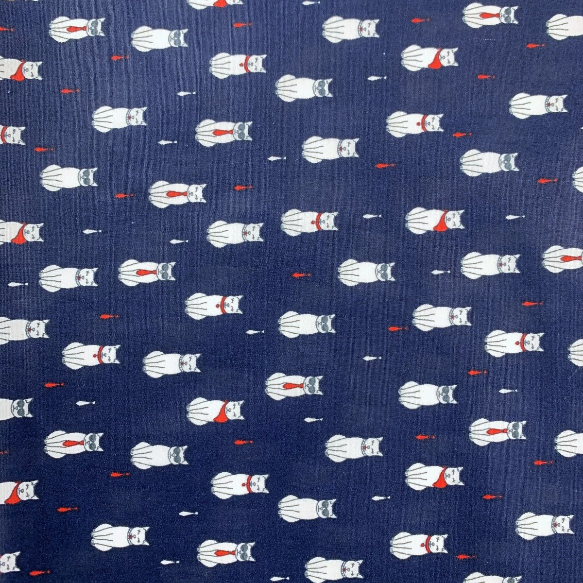 Poplin Prints Formal Feline Navy Pattern