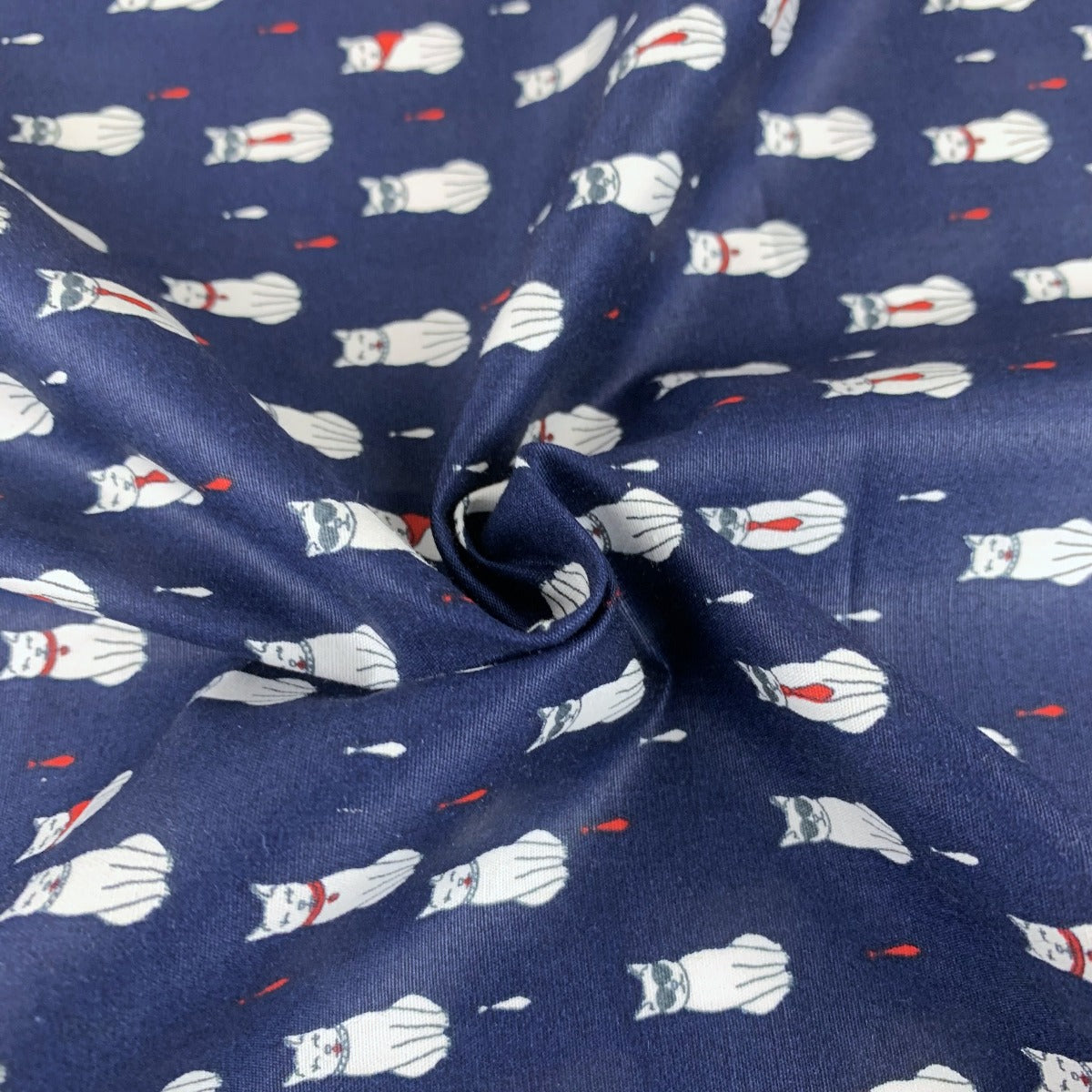 Poplin Prints Formal Feline Navy Swirl