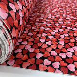 Poplin Prints Hearts Red And Pink Roll