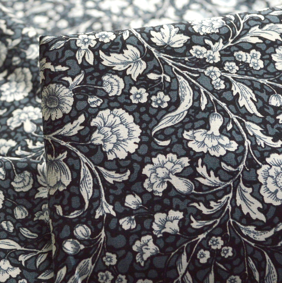 Poplin Prints Lewis Black Black Cream Floral Cotton Dress Craft Fabric Cu