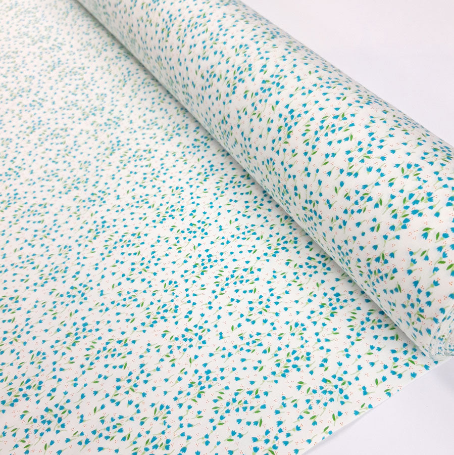 Poplin Prints Meadows Teal Small Scale Flowers Cotton Printed Fabric Fabric Photo