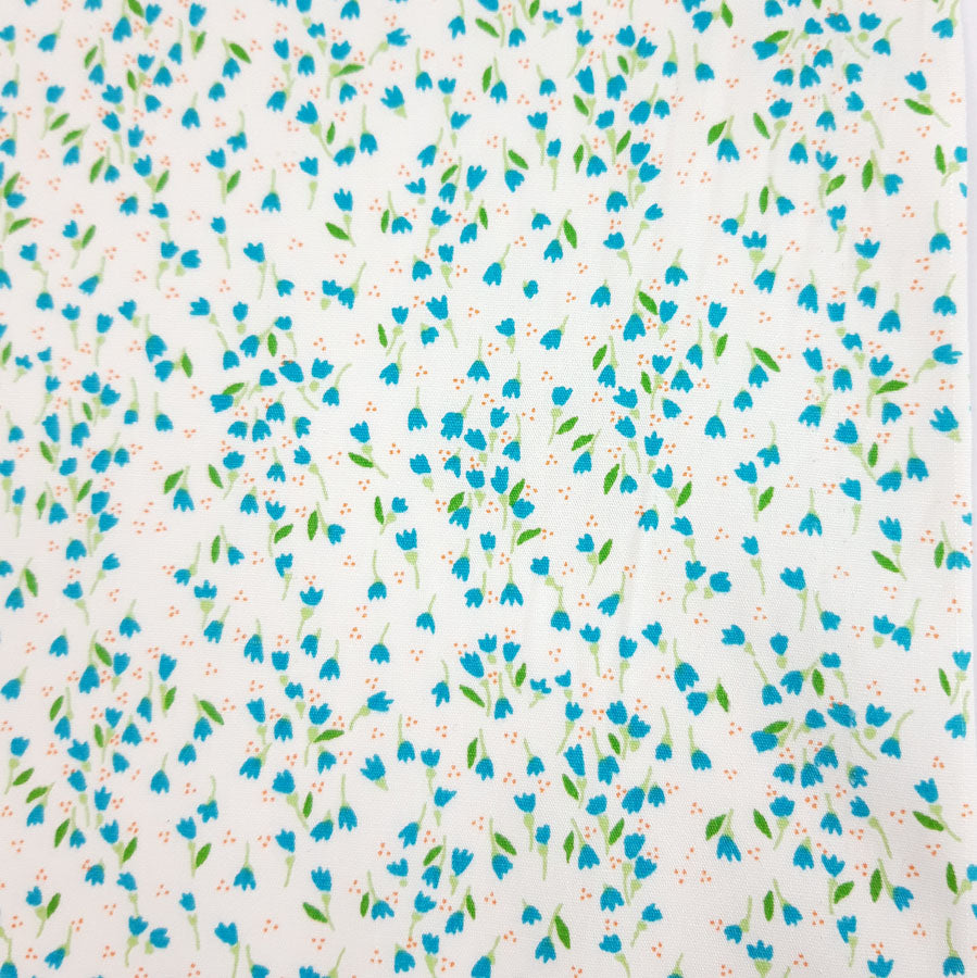 Poplin Prints Meadows Teal Small Scale Flowers Cotton Printed Fabric Pattern Fabric Photo