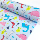 Poplin Prints Monty Dinosaur Palms Vulcanos Chlidren Poplin Fabric Fabric Photo